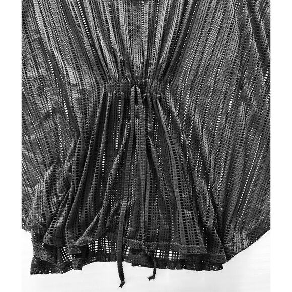 Alexa & Stella Women's Crochet Hippie Boho Chic Rouched Tunic L Black NWOT - Picture 3 of 4